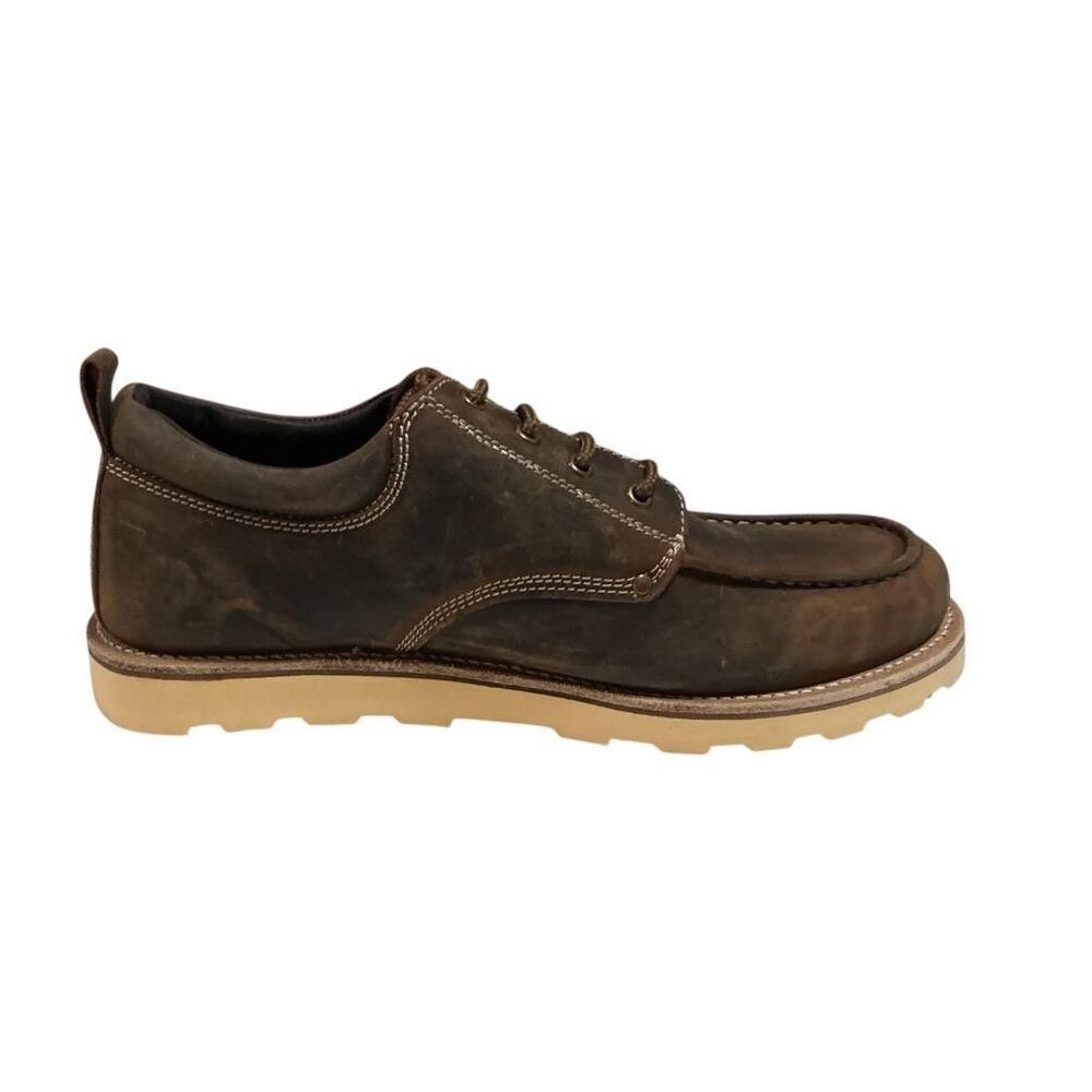 Old West Moc Toe Oxford Shoes Men 12 EE Brown Leather Lace Up Casual Comfort NEW - Picture 4 of 10